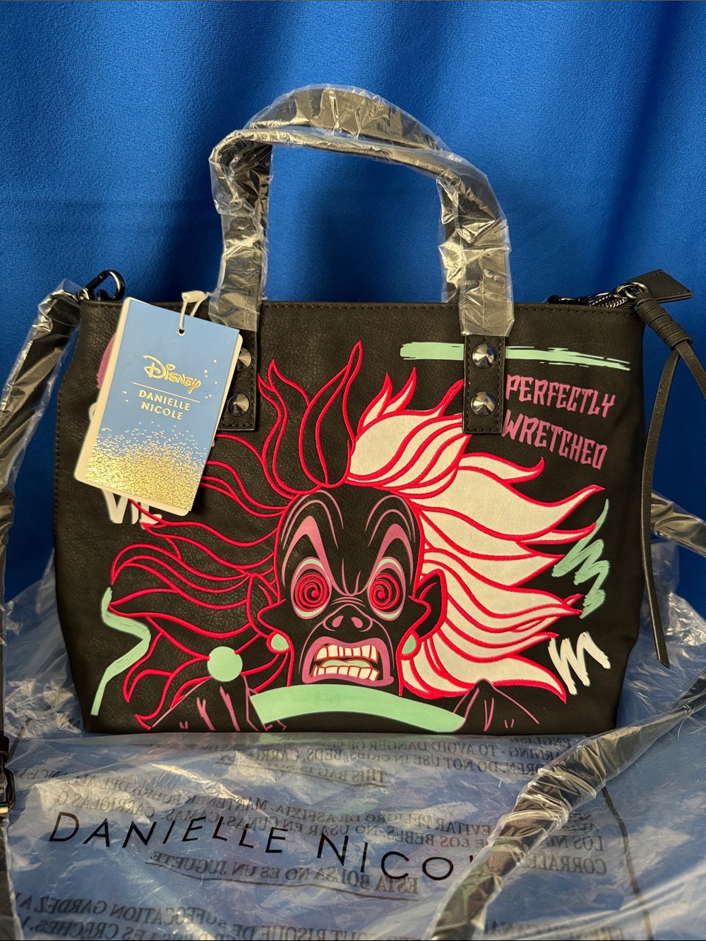 NWT Danielle Nicole Disney Cruella De Vil Perfectly Wretched Tote Bag Crossbody